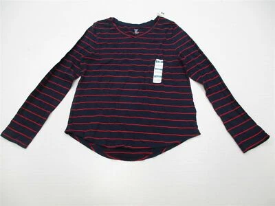 Nuevo Top de Algodón OLD NAVY Juvenil Niña Talla XL Manga Larga Rayas Azul Marino/Rojo Foto 1 de 4
