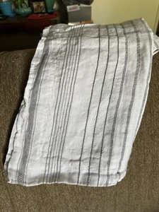 1 Restoration Hardware RH KING Sham 100% Linen Made In Italy White Gray Stripes - Picture 1 of 8