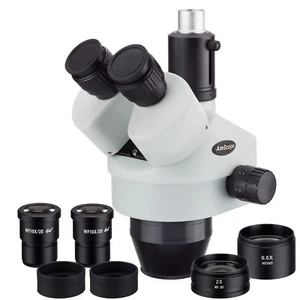 AmScope 3.5X-90X Trinocular Zoom Stereo Microscope Head w Super Widefield Optics - Picture 1 of 4