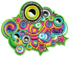 Speakers, Swirls, & Stars Patch [Embroidered] Music Emblem Symbol Badge Insignia - Picture 1 of 1