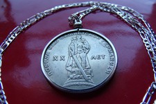 1965 Ussr Wwii Cccp Russian Victory Rouble Pendant on a 30" 925 Silver Chain