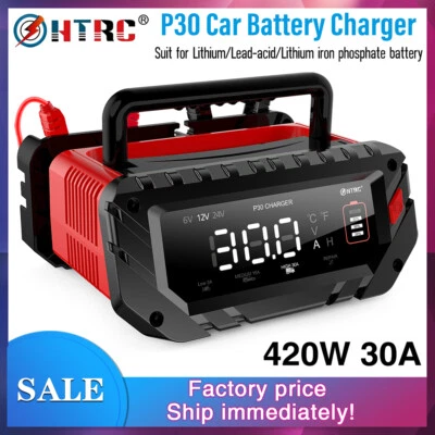HTRC P30 Smart Car Battery Charger 30A 12V/24V Quick Charging Battery Maintainer - Image 1 of 4