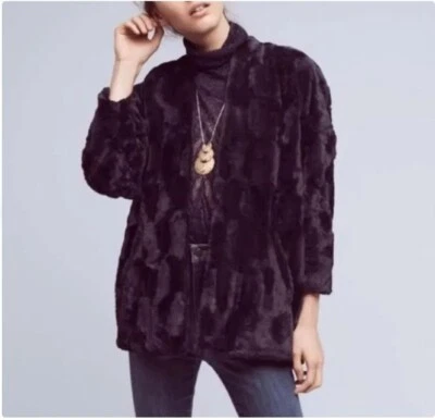 Abrigo Chaqueta Anthropologie Tiny Editions Piel Sintética Azul Abierta Talla S Nuevo con Etiquetas Forrado $198 Foto 1 de 4