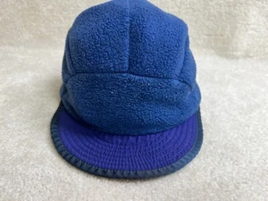 Vintage Patagonia Hat Boys Large Blue Strap Beanie Ear Flaps Brim USA - Picture 1 of 18