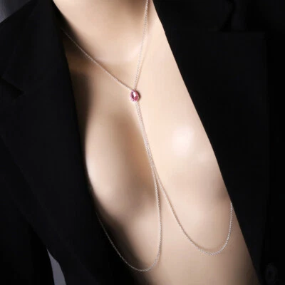 Mujer Estrás Collar Pezón Color Corazón Metal Joya Cuerpo Cadena Bling 36021 Foto 1 de 4