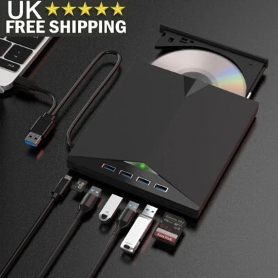 7in1 External USB 3.0 DVD CD RW Writer Drive Burner Reader Player For Laptop PC - Image 1 of 4