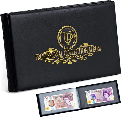 UNCLE PAUL 40 Pockets Banknote Collecting Album - 20 Sheets Clear Currency Holder World Mon