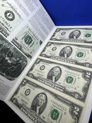 USA - Uncut Sheet of 4 Notes in BEP Folder - $2 1995  " F - GEORGIA " - 911 - Image 1 of 4