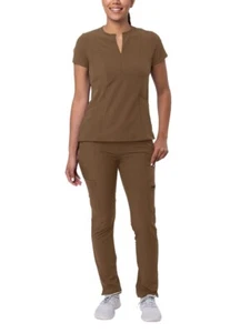 Adar Scrub Set For Women - Bib Front Smock Scrub Top & Skinny Cargo Scrub Pants - Picture 1 of 161