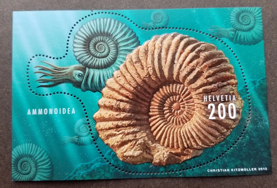 [SJ] Switzerland Ammonites 2015 Marine Life Shell (ms) MNH *odd shape *embossed - Image 1 of 4