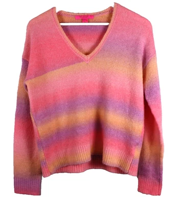 Suéter Lily Pulitzer Mujer Pequeño Multicolor Cuello en V Mezcla de Lana Coloridas Rayas Foto 1 de 4