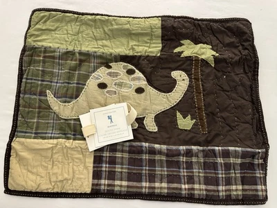 Pottery Barn Kids ~DINOSAURIO MADRAS~ Funda de almohada acolchada estándar ~marrón y verde Foto 1 de 4