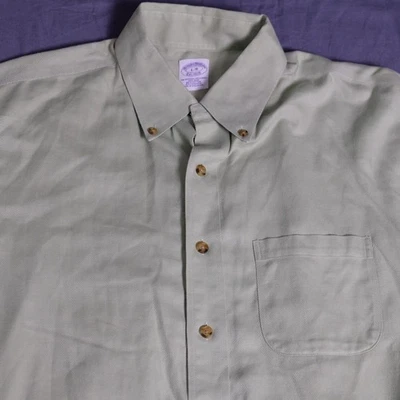 Camisa Brooks Brothers Mezcla Cachemira Para Hombre L Verde Abotonada Sin Planchar 1818 Foto 1 de 4