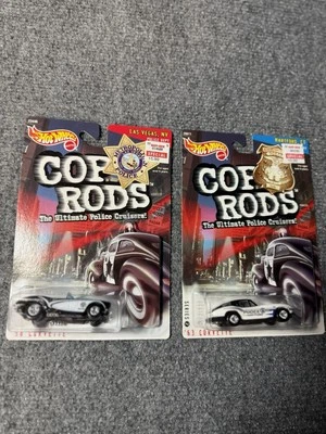 1999 Hot Wheels Cop Rods 2 Car Lot ‘63 Corvette ‘58 Corvette Las Vegas Hartford - Image 1 of 4