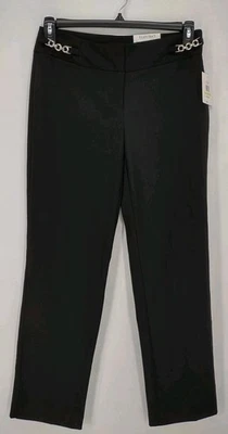 Pantalones de vestir para mujer Ellen Tracy talla 4 negros pierna recta tiro medio elásticos nuevos con etiquetas Foto 1 de 4