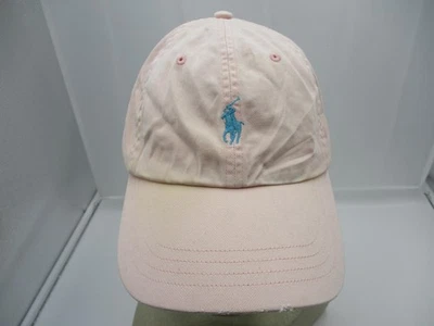 Polo Ralph Lauren Sombrero Gorra Correa de Cuero Rosa Azul Poni Sol Golpeado Desteñido Para Hombres Foto 1 de 4