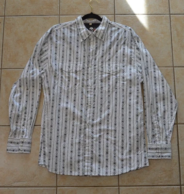 Camisa de vestir Scully para hombre con botones blanca calavera rayas GRANDE occidental limpia Foto 1 de 4