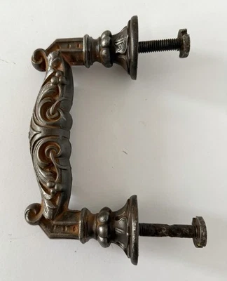 Antique Cast Iron Ornate Door Pull Handle French 19th Century Original - Image 1 of 4