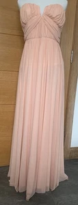BNWT BOOHOO Boutique Sia Mesh Rouched Plunge Maxi Dress Blush Sz12 - Picture 1 of 7