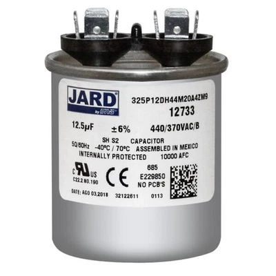 JARD 12.5 uf/MFD 370-440 VAC volts Round Run Capacitor 50/60 Hz -Lot-1
