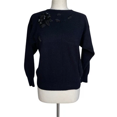 Винтажный свитер CARDUCCI Angora из шерстяной смеси размер S черный с бисером длинным рукавом - Изображение 1 из 2