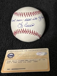 Yogi Berra SIGNED AUTOGRAPH It Ain’t Over Till Its .. MLB BASEBALL STEINER read - Picture 1 of 6