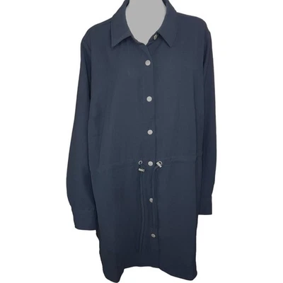 Girl With Curves Button Shirt Jacket with Adjustable Waist Black 2X NWOT - Image 1 of 4