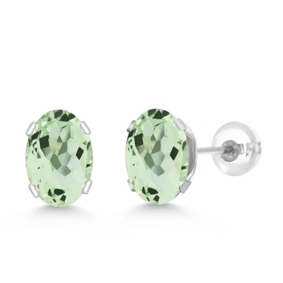 Aretes de moissanita blanca de oro blanco de 14K para mujer (1,80 Cttw, ovalados 7X5MM) Foto 1 de 3