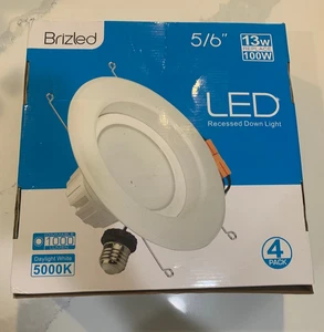 Brizled 5/6" LED Recessed Down Light 4pk X001HP5XWD - Picture 1 of 2