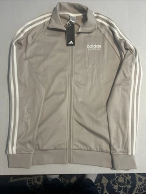 Chaqueta de Pista Adidas Para Hombre Talla LT Baloncesto Selecto Maravilloso Beige/Blanco Foto 1 de 4