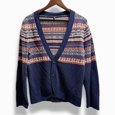 Made In Italy Benetton Ski Wool Button Down Cardigan Size Small Retro Pattern - Image 1 of 4