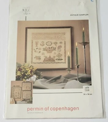 PERMIN OF COPENHAGEN ANTIQUE SAMPLER COUNTED CROSS STITCH CHART PATTERN *NEW* - Image 1 of 3