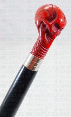 Bastón de madera con mango de cabeza de calavera hecho a mano bastón náutico regalo de Halloween Foto 1 de 4