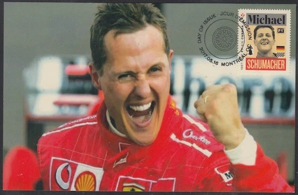 CANADA # 2996.1 - FORMULA 1 MICHAEL SCHUMACHER  POSTAGE STAMP on POSTCARD #1 - Image 1 of 1