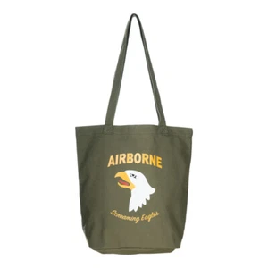 Bolso de hombro vintage US Army WWII 101st Airborne Division Lona Shopper - Imagen 1 de 4
