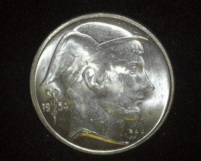 BELGIUM 1954 SILVER 20 FRANCS KM140.1 CHOICE UNCIRCULATED ~FCS-578 - Image 1 of 2