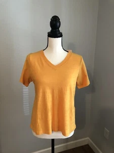 Camiseta Eileen Fisher Algodón Orgánico Cuello en V Naranja Talla XS - Imagen 1 de 4