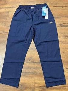 Landau Womens Pants Elastic Waist Straight Leg Scrubs Navy Size XL - Picture 1 of 12