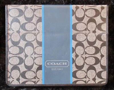 Coach Heritage Stripe & Signature C Monogram Black/White/Blue iPad Tablet Holder - Image 1 of 3