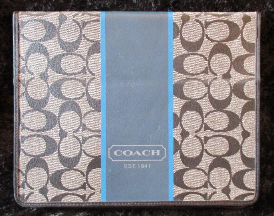 Coach Heritage Stripe & Signature C Monogram Black/White/Blue iPad Tablet Holder - Image 1 of 3