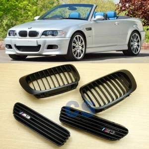Fit BMW E46 M3 2001-2006 Front Grille Matte Black Side Fender Vent Left & Right - Picture 1 of 5
