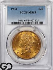 1904 Double Eagle, $20 Gold Liberty PCGS MS 63 ** Cartwheel Mint Luster!