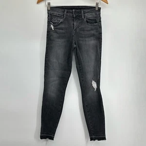 Level 99 Charcoal Gray Mid-Rise Distressed Skinny Jeans Size 25 - Picture 1 of 9