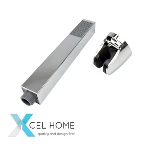 Chrome Cube Shower Head with Holder - Stylish Handheld Fixture Bathroom Upgrade - Picture 1 of 4
