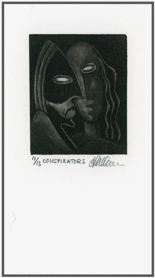 PLOTTERS POLÍTICOS. SECRET MASKED CONSPIRATORS Original MEZZOTINT Firmado Foto 1 de 1