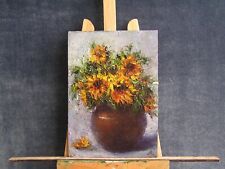Pot With Sunflowers Oil Painting 8,3 x 5,8 inches