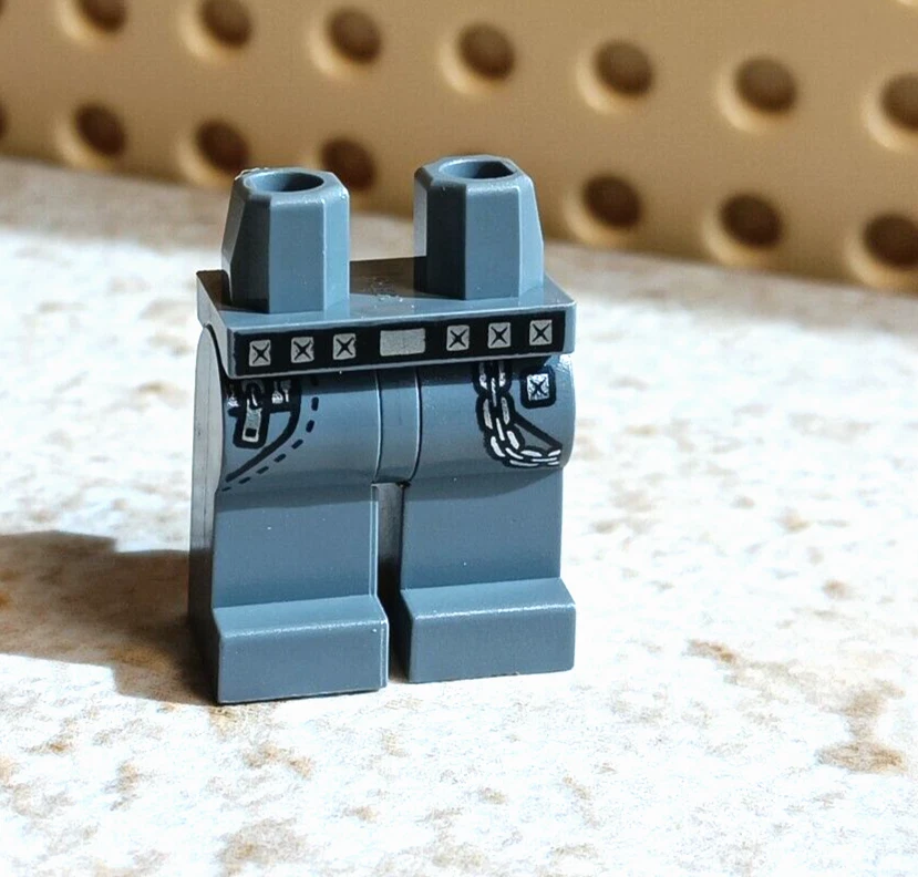 Nuevo LEGO Cinturón Cadena Gris Pantalones Jeans Unisex Piernas Estampado Cremallera Foto 1 de 1