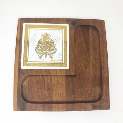 Georges Briard Madera Azulejo Snack Bandeja Tablero de Queso Plato Cuadrado 8.75" Pájaros Dorados Foto 1 de 4
