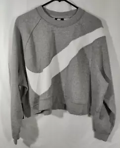 RARE NEW NIKE LOOSE FIT CROP TOP GRAY LONG SLEEVE SWEATSHIRT WOMEN'S SIZE XXL - Picture 1 of 6