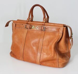 Weekender Tanned Leather Doctor's Bag Carryall Vintage Made Paraguay Gym Duffle